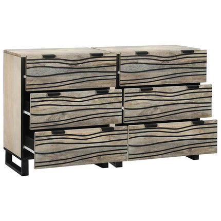 Skänksats 2 pcs Vit 120 x 33,5 x 75 cm Massivt mangoträ