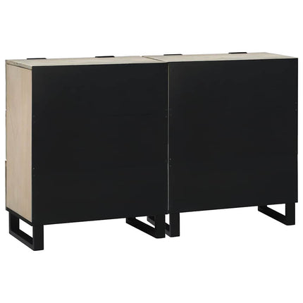 Skänksats 2 pcs Vit 120 x 33,5 x 75 cm Massivt mangoträ