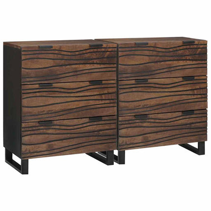Skänksats 2 pcs Valnöt 120 x 33,5 x 75 cm Massivt mangoträ