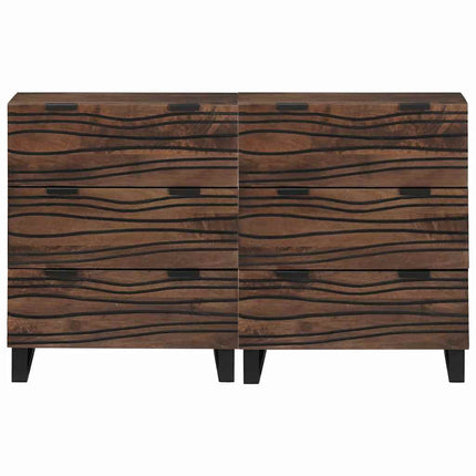 Skänksats 2 pcs Valnöt 120 x 33,5 x 75 cm Massivt mangoträ