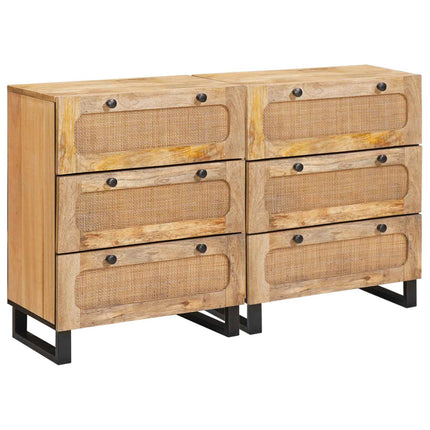 Sideboard 2 pcs Brun 60 x 33 x 75 cm Massivt mangoträ