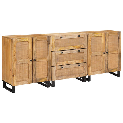 Sideboard 3 pcs Brun 180 x 33 x 75 cm Massivt mangoträ