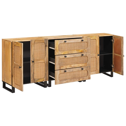 Sideboard 3 pcs Brun 180 x 33 x 75 cm Massivt mangoträ
