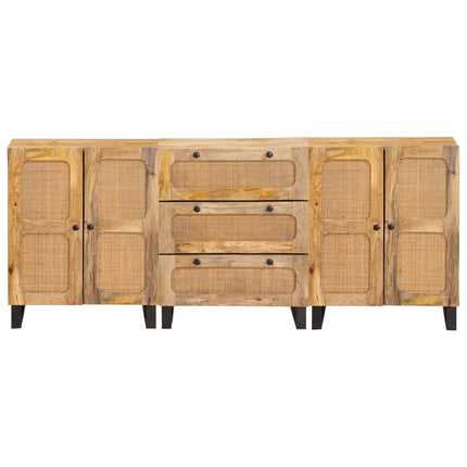 Sideboard 3 pcs Brun 180 x 33 x 75 cm Massivt mangoträ