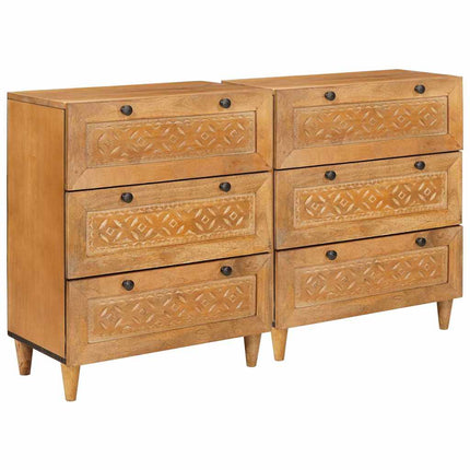 Sideboard 2 st 120 x 33,5 x 75 cm massivt mangoträ Brun