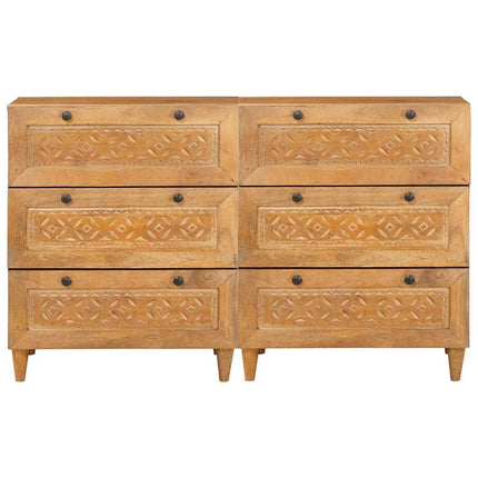 Sideboard 2 st 120 x 33,5 x 75 cm massivt mangoträ Brun
