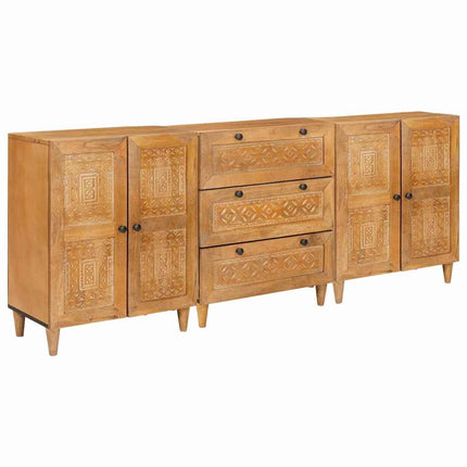 Sideboard 3 st 180 x 33,5 x 75 cm massivt mangoträ Brun