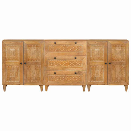 Sideboard 3 st 180 x 33,5 x 75 cm massivt mangoträ Brun