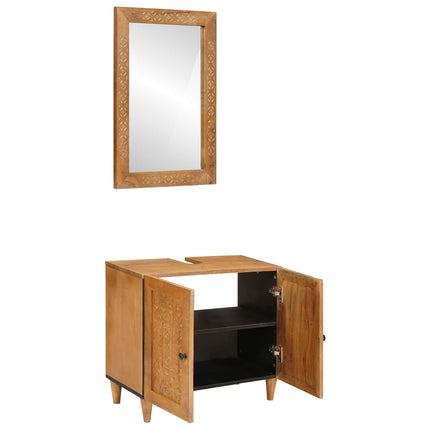 Badrumsmöbelset med hylla med dörr 2 pcs Brun Konstruerat trä