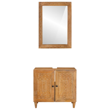 Badrumsmöbelset med hylla med dörr 2 pcs Brun Konstruerat trä
