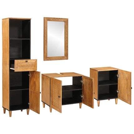 Badrumsmöbelset med låda med hylla 4 pcs Brun Konstruerat trä