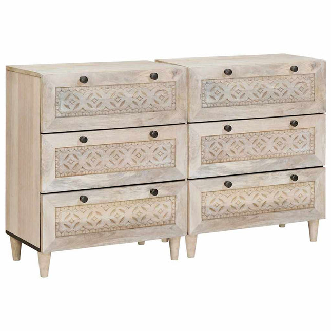 Sideboard 2 st 120 x 33,5 x 75 cm massivt mangoträ Vit