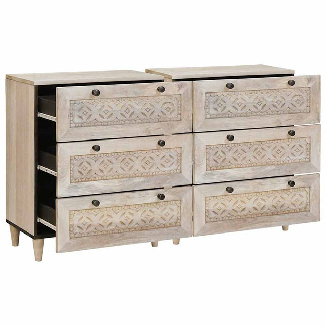 Sideboard 2 st 120 x 33,5 x 75 cm massivt mangoträ Vit