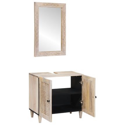 Badrumsmöbelset med hylla med lagring 2 pcs Vit Konstruerat trä