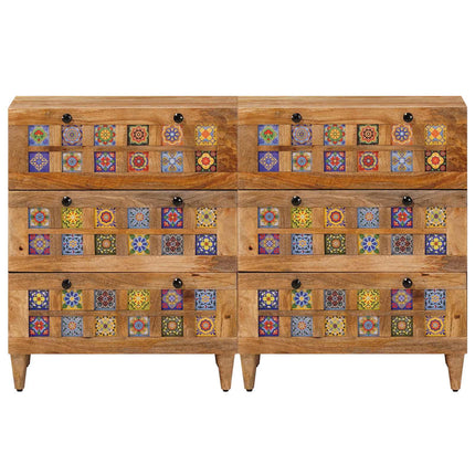 Sideboard 2 pcs Naturfärg 60 x 33 x 75 cm Massivt mangoträ