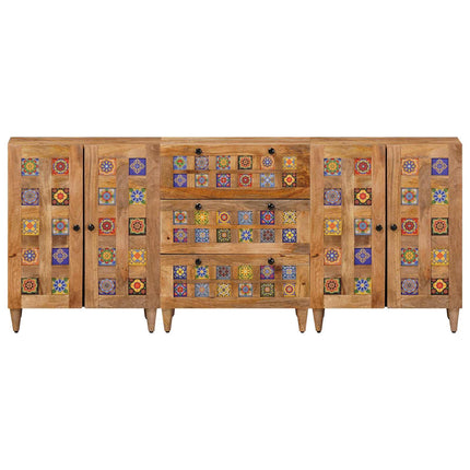 Sideboard 3 pcs Naturfärg 60 x 33,5 x 75 cm Massivt mangoträ