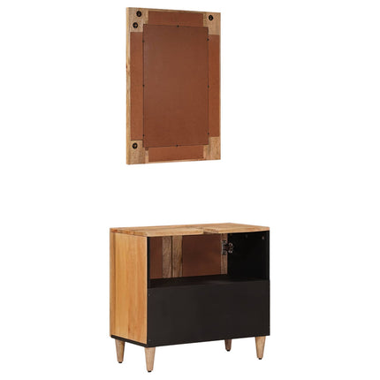 Badrumsmöbelset Väggmonterad 2 pcs Naturfärg Massivt mangoträ