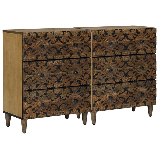 Sideboard 2 st 60 x 33,5 x 75 cm Massivt mangoträ Brun
