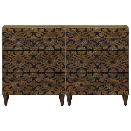 Sideboard 2 pcs Brun 60 x 33,5 x 75 cm Massivt mangoträ