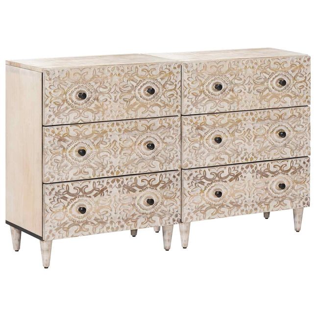 Sideboard 2 st 60 x 33,5 x 75 cm Massivt mangoträ Vit