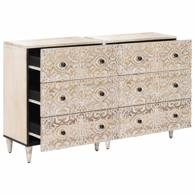 Sideboard 2 st 60 x 33,5 x 75 cm Massivt mangoträ Vit