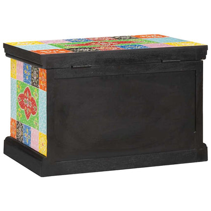 Förvaringslåda Flerfärgsdesign 60 x 40 x 40 cm Massivt Mangoträ