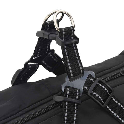 Hundtäcke med sele vattentät reflex svart L48