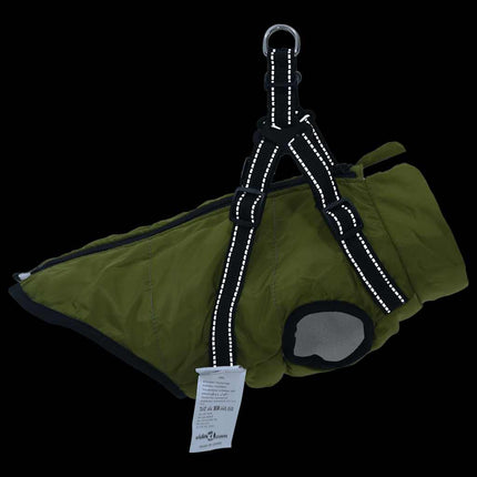 Hundtäcke med sele vattentät reflex armégrön L32
