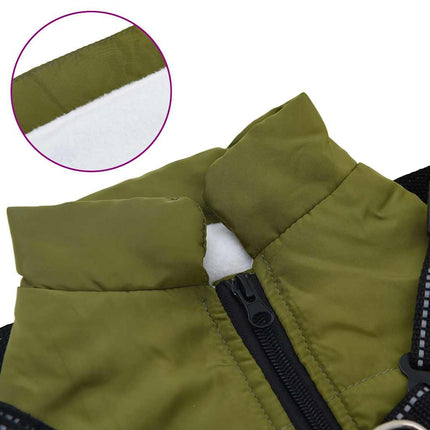 Hundtäcke med sele vattentät reflex armégrön L32