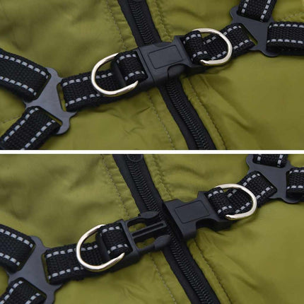 Hundtäcke med sele vattentät reflex armégrön L32