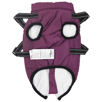 Hundtäcke med sele vattentät lila reflex L36