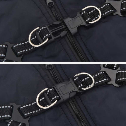 Hundtäcke med sele vattentät reflex marinblå L40