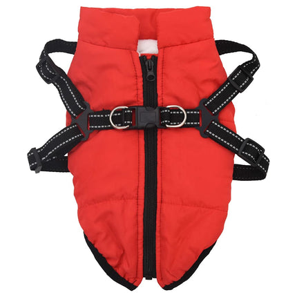 Hundtäcke med sele vattentät reflex röd L32