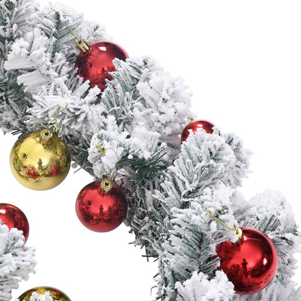 Julgirlang med julgranskulor och LED-lampor grön 10 m PVC