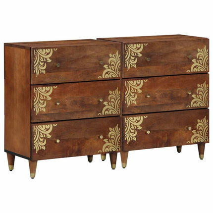 Sideboard 2 pcs honungsbrun 60 x 33 x 75 cm Massivt mangoträ