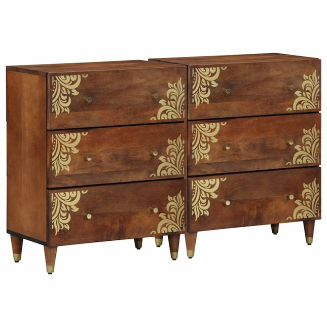 Sideboard 2 st 60 x 33 x 75 cm Massivt mangoträ honungsbrun