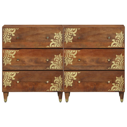 Sideboard 2 pcs honungsbrun 60 x 33 x 75 cm Massivt mangoträ