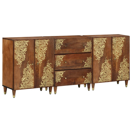 Badrumsskåpsset 3 pcs Honungsbrun och Guld 180 x 33 x 75 cm