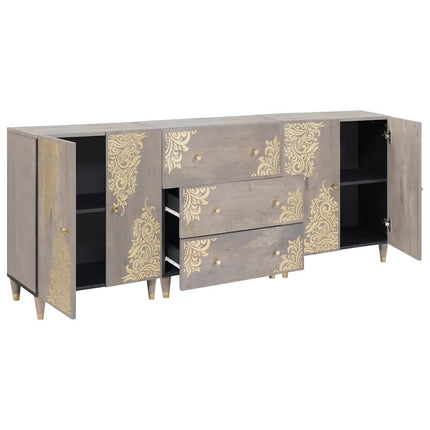 Badrumsskåpsset med låda 3 pcs Grå och Guld 180 x 33 x 75 cm