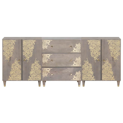 Badrumsskåpsset med låda 3 pcs Grå och Guld 180 x 33 x 75 cm