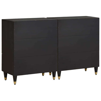 Sideboard 2 st 60 x 33 x 75 cm Massivt mangoträ Svart
