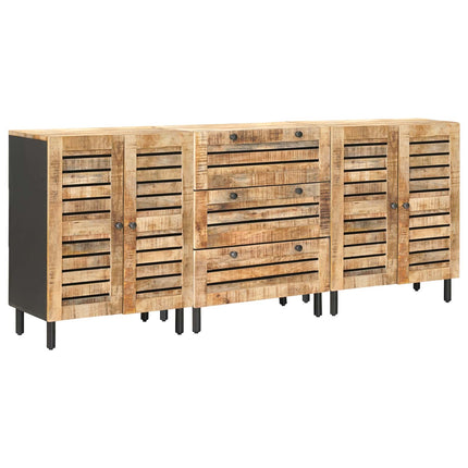 Förvaringsskåp 3 st 180 x 33 x 75 cm Massivt mangoträ Naturlig