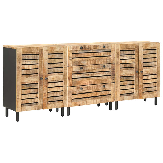 Förvaringsskåp 3 st 180 x 33 x 75 cm Massivt mangoträ Naturlig