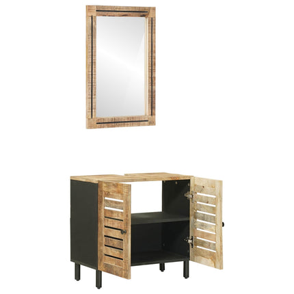 Badrumsskåpsset 2 st Naturlig 62 x 33 x 58 cm Massivt mangoträ