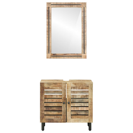 Badrumsskåpsset 2 st Naturlig 62 x 33 x 58 cm Massivt mangoträ