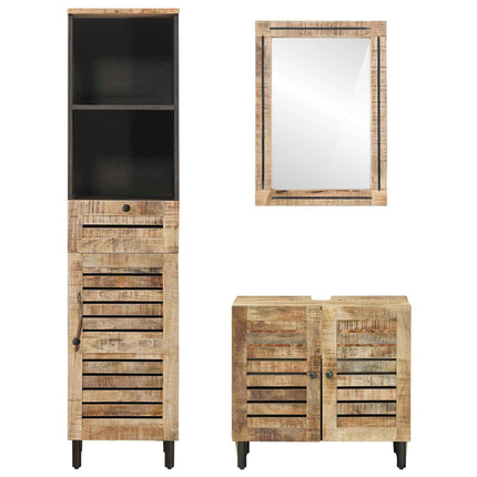 Badrumsskåpsset 3 st Naturlig 38 x 33 x 160 cm Massivt mangoträ