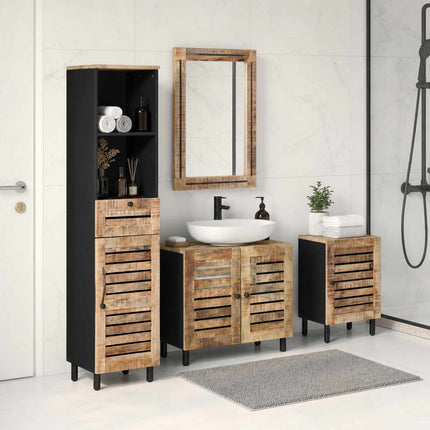 Badrumsskåpsset 4 st Naturlig 38 x 33 x 160 cm Massivt mangoträ