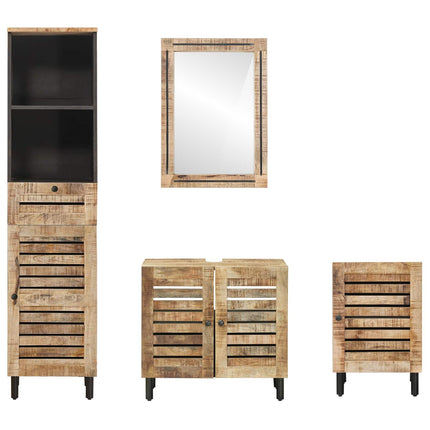 Badrumsskåpsset 4 st Naturlig 38 x 33 x 160 cm Massivt mangoträ