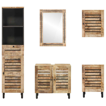 Badrumsskåpsset 5 st Naturlig 38 x 33 x 160 cm Massivt mangoträ
