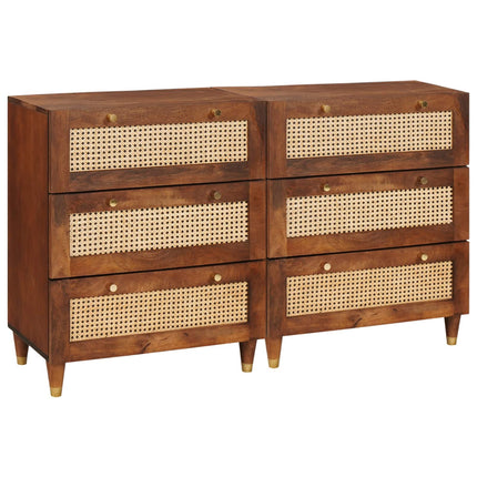 Skänksats 2 pcs Brun 60 x 33,5 x 75 cm Massivt mangoträ